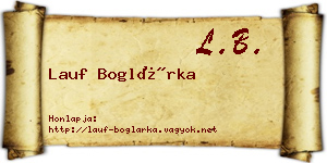Lauf Boglárka névjegykártya